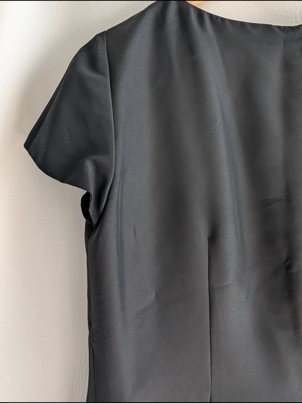 Talbots Black Silk LBD Short-Sleeve Lined Sheath Dress Ruffle Bow Detail - 8